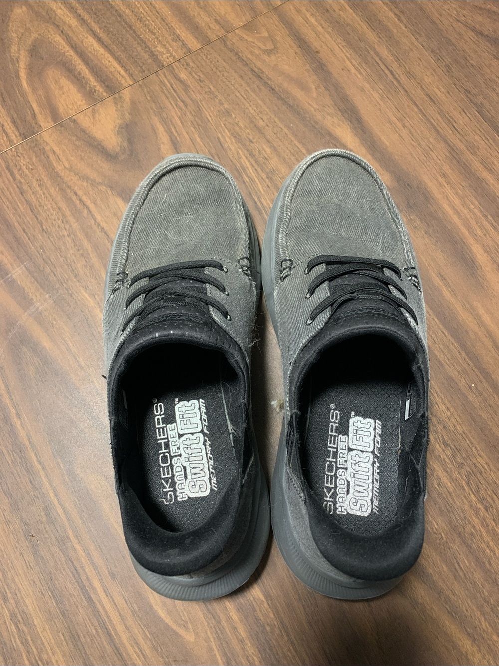 Skechers Men’s Gray Canvas Lace-Up Sneakers